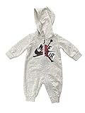 Jordan Baby Boys Nike Air Jumpman Full Zip Hooded Coverall (Grey Heather(55A795-C87)/Red, 3 Months)