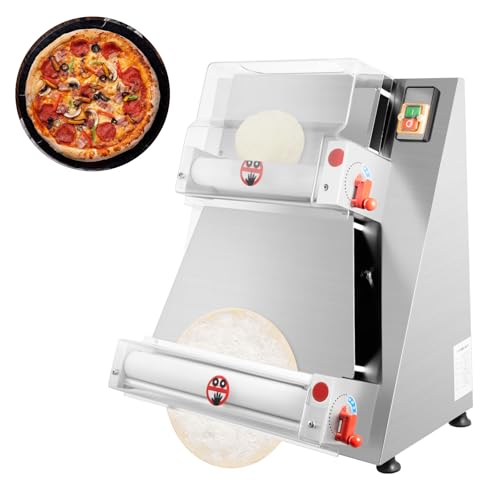 370W Commercial Dough Roller Sheeter, 15.7inch Electric Pizza Dough Roller Machine, Automatically Suitable for Noodle and Pasta Maker Equipment Pizza Bread