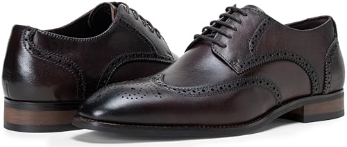 Image of Jousen Men's Dress Shoes Leather Wingtip Formal Business Oxford Shoes Brogue Retro Derby Dress Shoes for Men