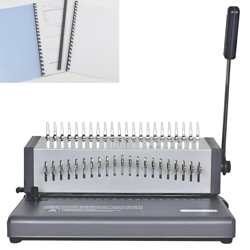 コーム製本機、ハンドル付き21穴手動紙パンチバインダー、18枚パンチ容量、直径コイルスパイラル製本機、2.5/4.5/6.5mm 調整可能なマージン、学校、オフィス用