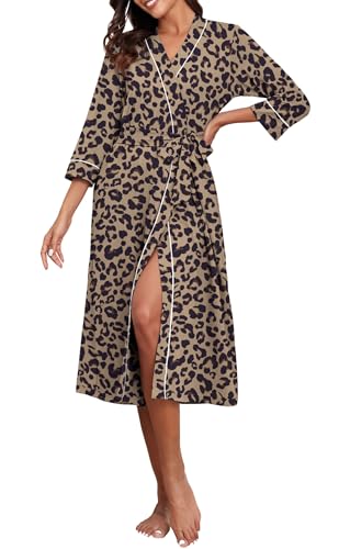 Image of PrinStory Womens Robe Long Knit Bathrobe Lightweight Soft Robes Ladies Bath Robe
