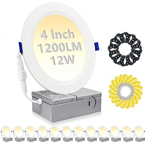 HiBay 4-Inch LED Recessed Lights 12-Pack, Dimmable, 4000K