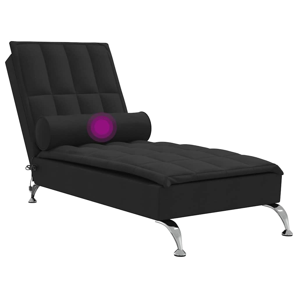 Masażer z rolką pod kark, czarny materiał i wyściółka, 138 x 56 x 75 cm, w zestawie kabel USB 160 cm, do salonu i kącika do czytania, z wibracjami