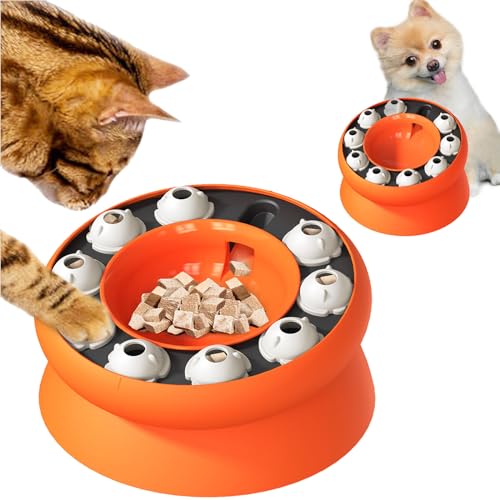 Fiyade Katzennapf, Erhöhter Katzennapf Langsamer Feeder, Katze Futternäpfe mit Ständer, Interaktives Katzenspielzeug Puzzle Spielzeug, Nackenschutzschale für Haustiere Geneigt Katzenfutternapf,