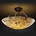 Justice Design Group ALR-9652-25-NCKL-F2 Alabaster Rocks! Collection 24" Semi-Flush Bowl Celling Light Fixture with Pair Square FINIALS