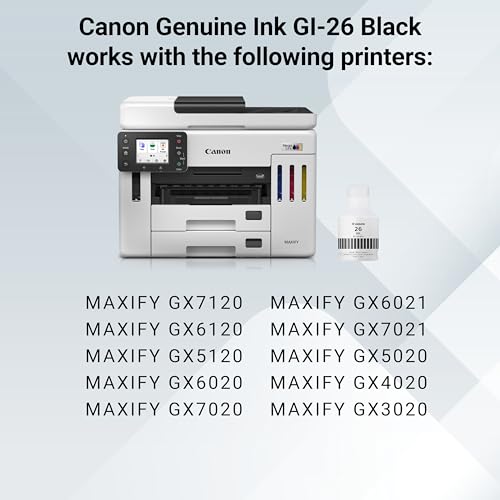 Canon GI-26 Genuine Pigment Black Ink Bottle, Compatible with MegaTank GX7120, GX6120, GX5120, GX6020, GX7020, GX6021, GX7021, GX5020, GX4020, and GX3020 Printers - image 5