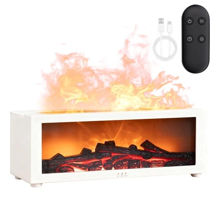 Rppiup Aroma Diffuser,Simulierte Flamme Diffuser ätherische öle mit 7 Farben Nachtlicht und Musik, Duftöl Diffuser Humidifier mit 3-Timing &...