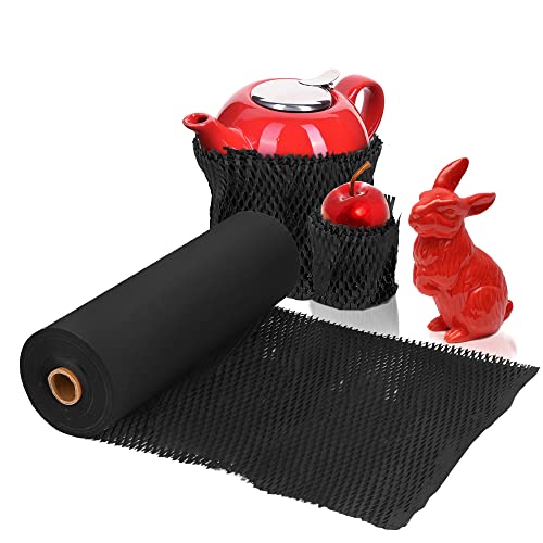 APQ Honeycomb Packing Paper 15 Inch x 164 Foot. Black Honeycomb Wrapping Paper 80 GSM. Protective Biodegradable Cushion Wrap Roll 15" x 164' Perforated Honeycomb Packing Paper for Moving & Packing