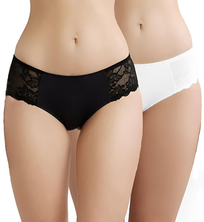 Panty for Womens Underwear Cotton Bikini Panties Side Lace Soft Hipster Panty Ladies Stretch Full Girls Briefs Panties Pack-image-48