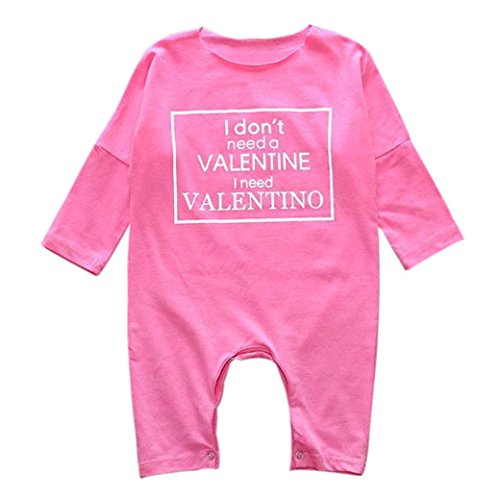 Fheaven baby Girls"i don't need a valentine i need valentino" Long Sleeve Romper Jumpsuit Clothes Outfits (6M)