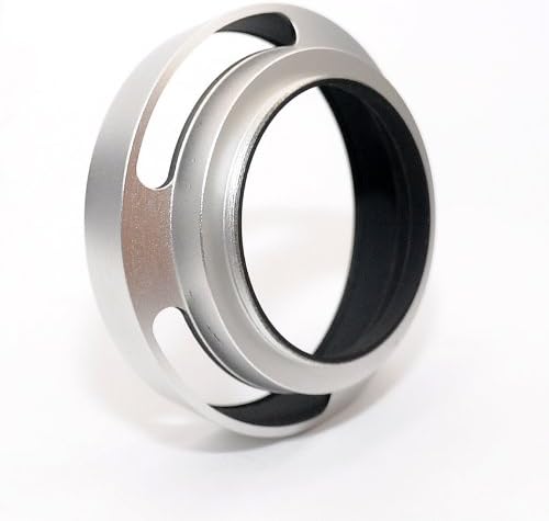 Fotasy 49mm Silver/Chrome Curved Vented Metal Lens Hood for Leica, Contax Zeiss, Voigtlander Lens