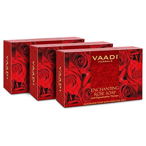 Vaadi Herbals Enchanting Rose Soap with Mulberry Extract, 75gms x 3 Cover