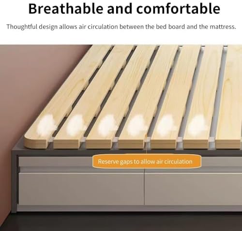 Foldable Solid Wood Floor Bed Frame, Roll-Type Slatted Futon Frame for Bedrooms, 78.7" x 59.1" Mattress Support, Space-Saving Design, Easy Assembly