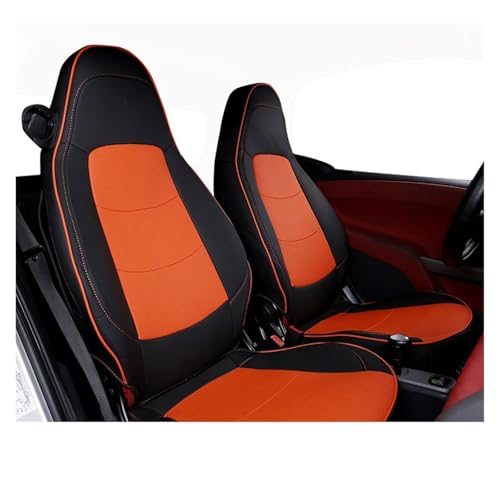 Housse de siège personnalisée haut de gamme pour Smart Fortwo, finitions soignées noir et orange