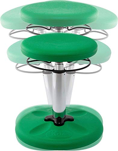 Image of Kore Kids Adjustable Wobble Stool, Ages 6-11, 14-19in Tall, Green | Flexible seating for classroom and home boosts focus, improves posture and channels energy; anti-tip base; Made in USA