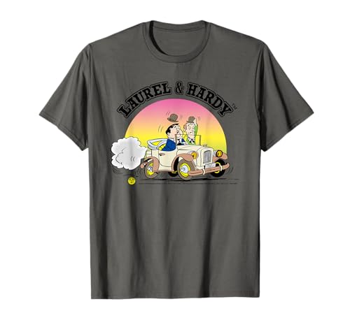 Image of Laurel & Hardy Comic Book Driving Car T-Shirt