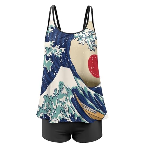 Bikini avec short de garçon et tankini couvrant pour gommer les complexes à la plage