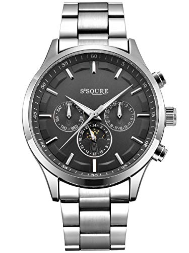 L'orologio Alienwork con cinturino in metallo è realizzato in vetro minerale temprato per una visione chiara del quadrante e delle lancette che si illuminano al buio