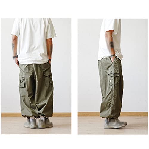 Pulcykp Multi-Pocket Cargo Pants Men's Casual Solid Colour Straight Pants Baggy Wide-Leg Cropped Pants3