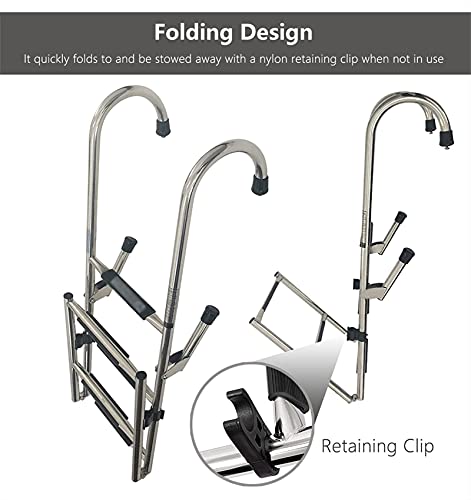 Escalera plegable de 4 peldaños en acero inoxidable para piscina y barco miniatura 3