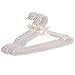 Psivika 10 Pack Plastic Pearl Beaded Bow Clothes Dress Coat Hangers Closet Coat Storage Organizer, 16 Inches Width (White)