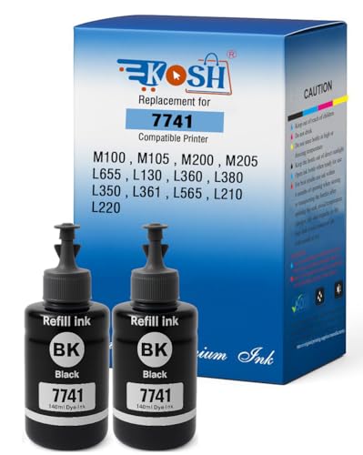 Image of KOSH T7741 Pigment Black Ink Refill Bottle Compatible for M100 / M105 / M200 / M205 / L605 / L655 / L1455 Printers