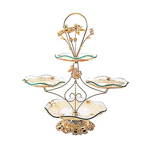 WSIKGHU Obstschalen Obst Etagere Metallglas 3/4 Stöckig Metall Obstschale...