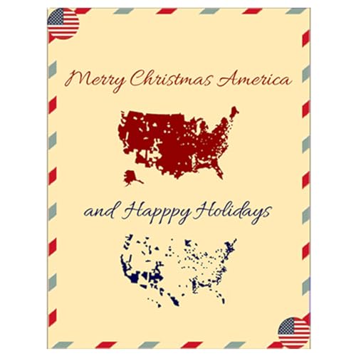 Kocak Gold 24 Pack Funny Christmas Cards - Patriotic Merry Christmas America and Happy Holidays Greeting Card - 2024 Presidential Election Map Cards for New Year