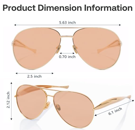 Image of Oversized Aviator Sunglasses For Women 70s Retro 2025 Metal Shades with Gold Streamline Arms