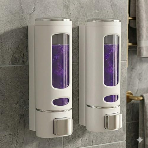 Image of ALTURAS Wall Mounted Liquid Soap Dispenser, ABS, 400 ML, for Shampoo, Sanitizer and Gel Handwash Dispenser (4OOML White Combo)