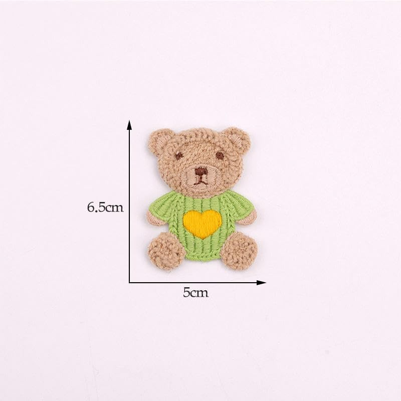 Naszywka haftowana 6,5 * CM 30 SZTUK Cartoon Bear Ręcznie robione szydełkowe aplikacje Szydełkowe naszywki kwiatowe Małe haftowane Aplikacje do prasowania na odzież(Pink)