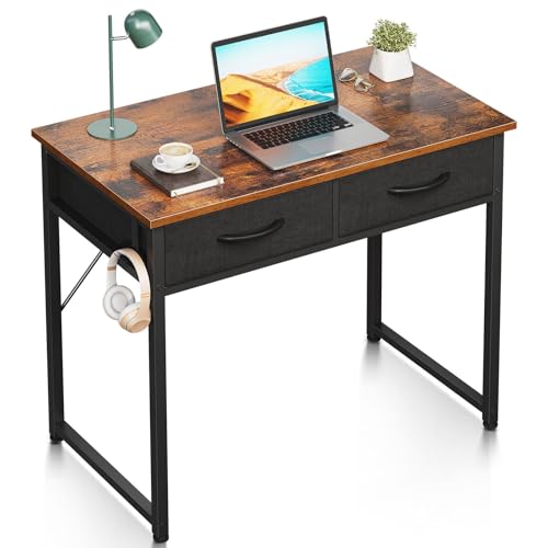 ODK Small Desk with Fabric Drawers- for Bedroom, Vanity Desk