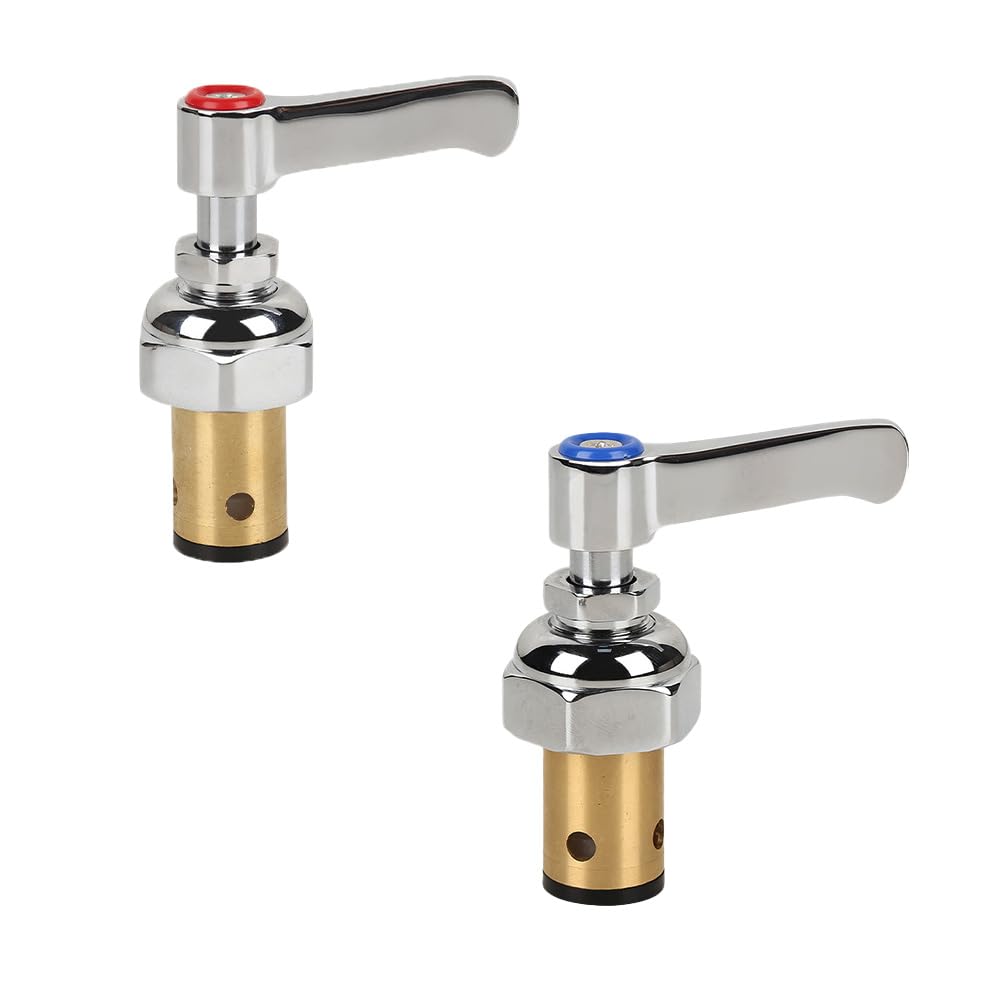 2 pezzi, gruppo stelo in rame con manico, non arrugginisce facilmente, valvola di ricambio per rubinetti (6,1 x 8,2 cm)