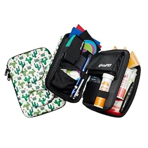 Glucology Diabetic Travel Case – Organizer for Blood Sugar Test Strips, Medication, Glucose Meter, Pills, Tablets, Pens, Insulin Syringes, Needles, Lancets (Cactus, Plus)…