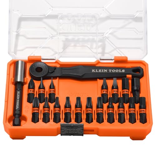 Klein Tools 32787S Slim Micro-Ratchet ProFlex Impact Driver Bit Set 20-Piece S2 Steel MODbox Compatible Storage Case Magnetic Bit Holder