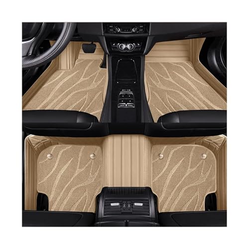 Audi A6 2016年式に適合 車用フロアマット カスタム 全天候型 オートフットカーペット 防水 滑り止め PUレザー ベルベット ナイロン(Beige and Velvet)