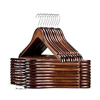 HOUSE DAY Holz Kleiderbügel 30 Stück, Walnuss, Glatter Oberfläche Holzbügel, Stabile Bügel mit 360°Drehhaken & Schulterrillen, Massivholz Hanger für Anzüge, Jacken, Hemden & Garderobe