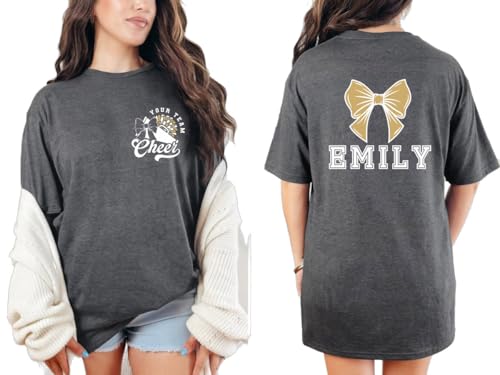 TRENDFACE Custom Cheerleader T-Shirt - Cheer Girl Tee - Cute Cheerleading Shirt - Gift for Cheer Squad - Cheer Practice & Competition Sweater Multi4