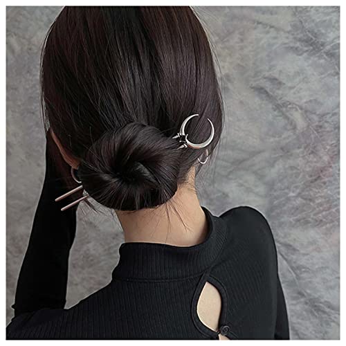 Dervivea Épingle À Cheveux Vintage Lune En Métal En Forme De U Barrette En Forme De Croissant Argenté Barrette Minimaliste Épingle À Cheveux Accessoires Décoratifs Pour Coiffure Femmes Et Filles Cover