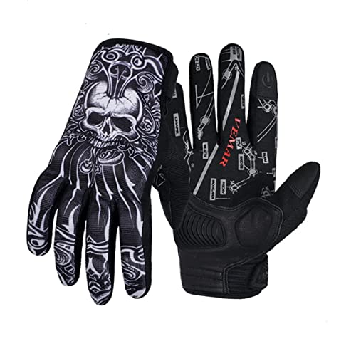 EXCEREY Skull Ghost Touchscreen Compatible Riding MTB Bike Gloves for Running Climbing Riding Biking Outdoor Sports, Gift for Men Women(Black, Size M)
