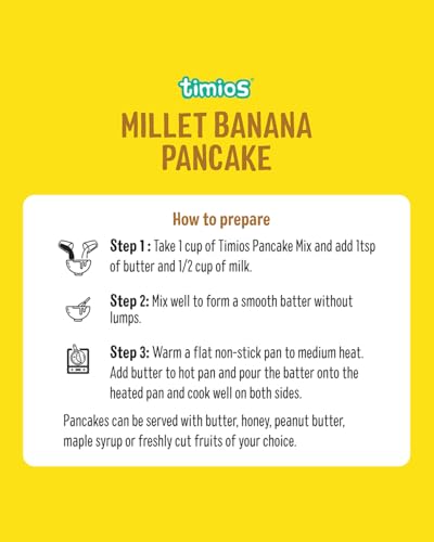 Image of Timios Healthy No Maida Multigrain Pancake Mix|Made with Ragi,Millets,Jowar & Jaggery Powder|Millet Banana| Instant and HealthyBreakfast | Pack of 2 | 300g