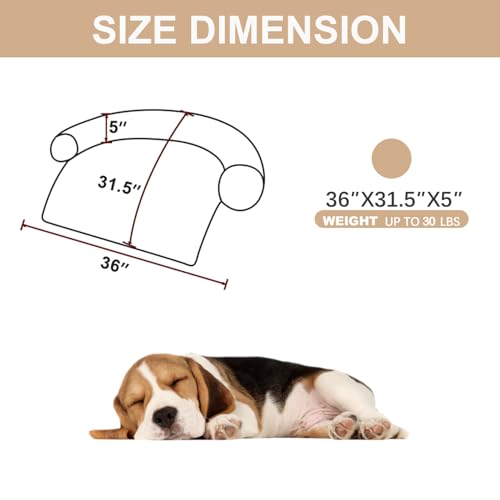 Image of Luxurious Calming Dogs /Cats Bed Mats, Dog Pad Washable Removable Couch Cover, Plush Long Fur Mat for Pets, Waterproof Lining, Perfect for Small, Medium and Large Dogs and Cats (Beige, 36 inchx31 inch)