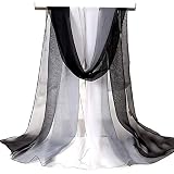 WANYI Schal Damen Sommer 160&times;50cm Stola f&uuml;r Abendkleid Halstuch Farbverlauf Sonnenschutz Sommerschals Chiffon T&uuml;cher und Wraps f&uuml;r Reisen Abendkleid Hochzeit Braut(Schwarz+Wei&szlig;)