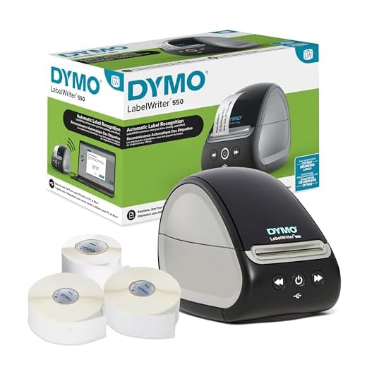 DYMO LabelWriter 550 Label Printer Bundle, Label Maker with Direct Thermal Printing, Automatic Label Recognition, Includes 1 Roll Each: Address Labels, Multipurpose Labels, Durable Multipurpose Labels