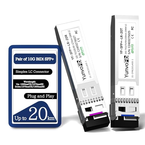 Image of 10G BiDi SFP+ Module 20km - 10GBase BiDi SFP+ Module 1270nm TX 1330nm RX & BiDi SFP+ Transceiver 1330nm TX 1270nm RX, LC Single Mode SFP+ Module DDM for Cisco Mikrotik Ubiquiti