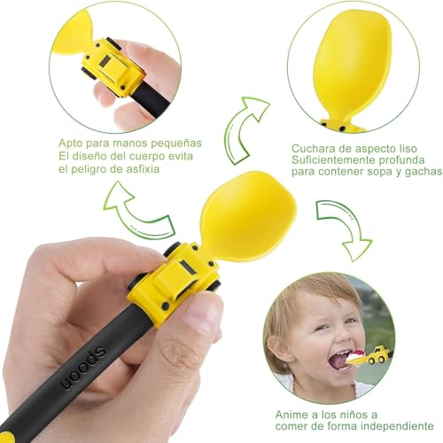 Foto von Silikon Baby Besteck, 2-Teiliges Baby Besteck ab 1 Jahr, Spoon and Fork Set for Besteck Set, Halloween-Geburtstagsgeschenk, Esslernlöffel baby mit Aufbewahrungsbox (Gelb)