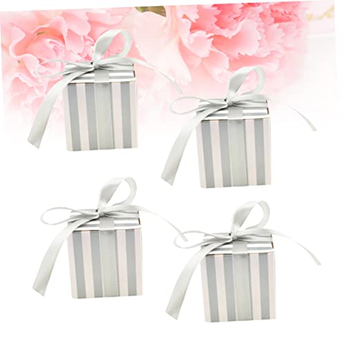 Cabilock 10 Pcs Gift Candy Boxes Chocolate Boxes Striped Candy Box Square Boxes Silver Birthday Present Dream Candy Boxes #TOP2