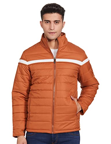 Image of Qube By Fort Collins Men's Padded Puffer Bomber Jacket - Quilted Winter Jacket for Men | Full Zip Warm High Neck Bomber Jacket with Chest Stripe for Winter Wear, Travel & Daily Use