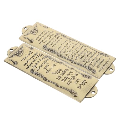 Kichvoe 2pcs Metal Mezuzah Decor Hebrew Scripture Religious Gatepost Blessing Lightweight and Artistic Design for Home Decoration Craft for Spiritual