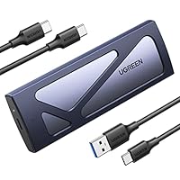 UGREEN NVMe M.2 USB 3.2 SSD Gehäuse-Adapter mit Kühlkissen 10 Gbps für NVMe PCIe M-Key/M+B Key in 2230/2242/2260/2280 mit USB CC und AC Kabel Werkzeuglos